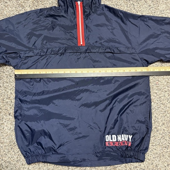 Vintage Old Navy Sport Windbreaker Anorak Pullover Jacket Navy Mens L/XL 90s - Picture 8 of 12
